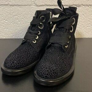 Zadig and voltaire black leopard leather boots